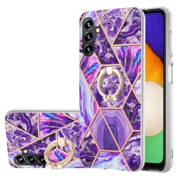 Marmormotiv Samsung Galaxy A34 5G skal - Mörklila