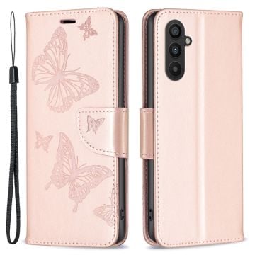 Butterfly läder Samsung Galaxy A25 fodral - Rosa