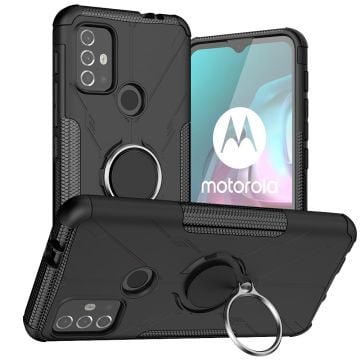 Kickstand-skydd med magnetisk platta för Motorola Moto G30 / G10 - Svart