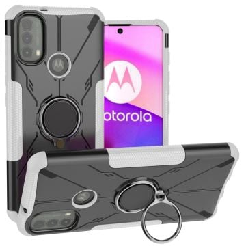 Kickstand-skydd med magnetisk platta för Motorola Moto E30 / E40 - Vit