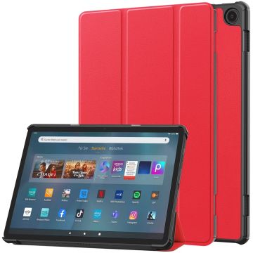 Tri-fold läderfodral för Amazon Fire Max 11 - Röd