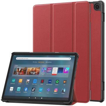 Tri-fold läderfodral för Amazon Fire Max 11 - Vinröd