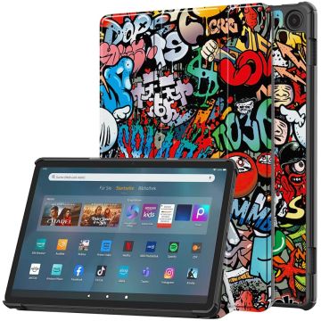 Amazon Fire Max 11 mönstrat trefaldigt läderfodral - Graffiti