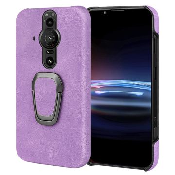 Stötsäkert läderfodral med oval kickstand för Sony Xperia Pro-I - Lila