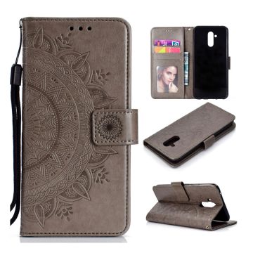 Huawei Mate 20 Lite imprint totem pattern leather flip case - Grey