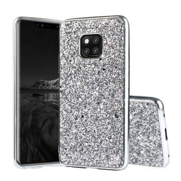 Huawei Mate 20 Pro galvaniserat hybrid plast mobilskal med glitter - Silver