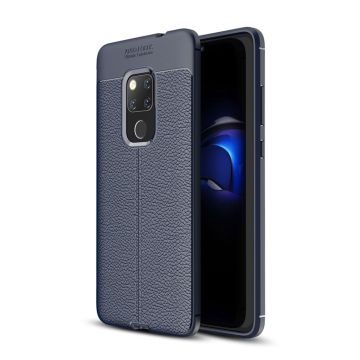 Huawei Mate 20 litchi texturfodral - Mörkblå