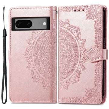 Mandala Google Pixel 7a Flip Fodral - Roséguld