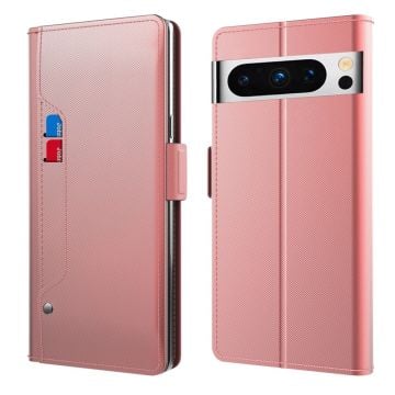 Phone Fodral med Make-up Mirror och Slick Design till Google Pixel 8 Pro - Roséguld