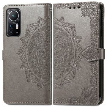 Mandala läder Xiaomi 12 / Xiaomi 12X fodral - Silver/Grå