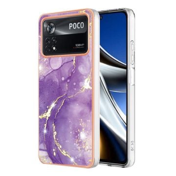 Marmormotiv Xiaomi Poco X4 Pro 5G skal - Lila Marmor