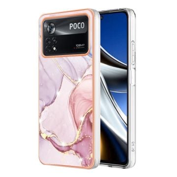 Marmormotiv Xiaomi Poco X4 Pro 5G skal - Lila / Rosa Marmor