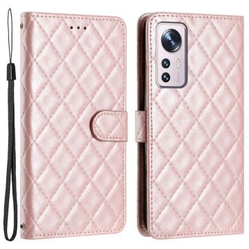 Funktionellt Xiaomi 12 Lite fodral med rombmönster - Rosa