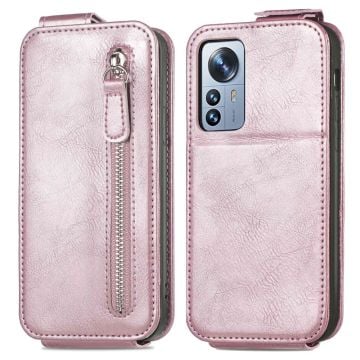 Vertikalt Xiaomi 12T / Xiaomi 12T Pro fodral med dragkedja - Rosa