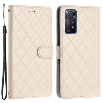 Funktionellt Xiaomi Redmi Note 12 Pro / Xiaomi Redmi Note 11 Pro 5G / Xiaomi Redmi Note 11 Pro fodral med rombmönster - Vit