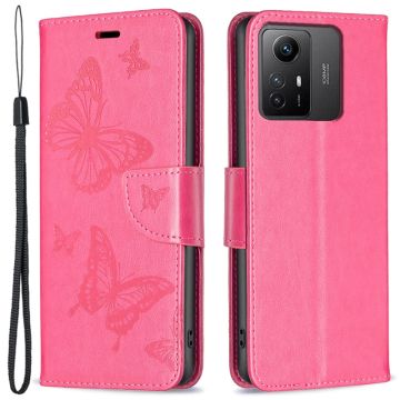 Butterfly Xiaomi Redmi Note 12s Flip Fodral - Rose