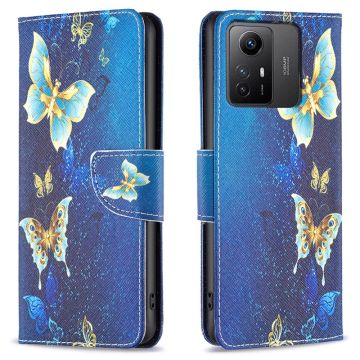 Wonderland Xiaomi Redmi Note 12s Flip Fodral - Gyllene Fjärilar