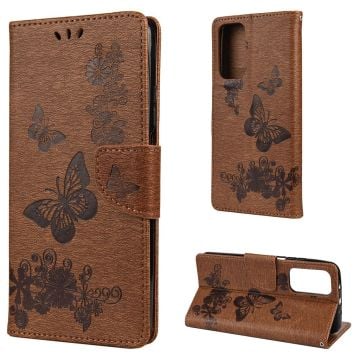 Butterfly läder Xiaomi Redmi K30S / Xiaomi Mi 10T 5G / Xiaomi Mi 10T Pro 5G fodral - Brun