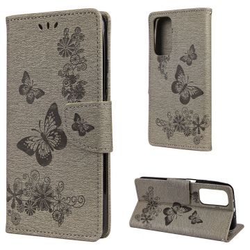 Butterfly läder Xiaomi Redmi K30S / Xiaomi Mi 10T 5G / Xiaomi Mi 10T Pro 5G fodral - Brun