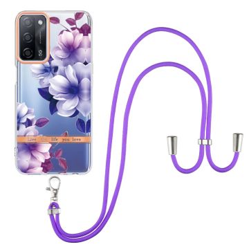 Slim och Hållbar Mjukskal med Handledsband till Oppo A54s / A55 / A53s 5g / A16 - Hc004 Purple Begonia