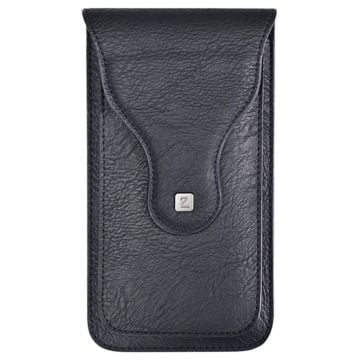 Universal leather waist pouch with hook - Black