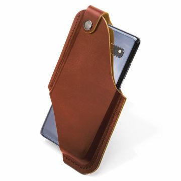 Universal cowhide leather waist phone pouch - Brown Size: L