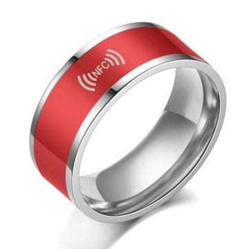 Smart editable stainless steel NFC ring - Red / 9#