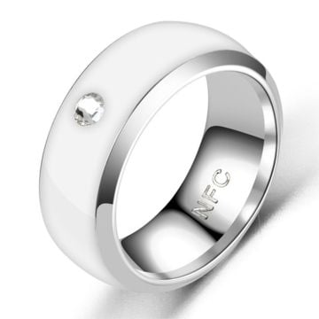 Smart editable stainless steel NFC ring - White / 6#