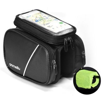 ANMEILU waterproof bike bag mount with rainproof cover - Black