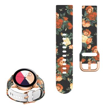 22 mm universal klockarmband i silikon med coolt mönster - Blommande Rosor