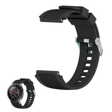 22mm Universal line etched silicone watch strap - Black