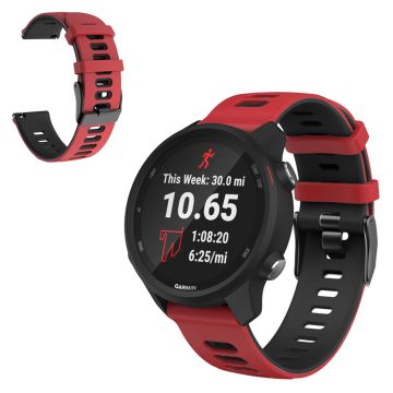 22mm Universal dual color sporty silicone watch strap - Red / Black