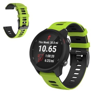 22mm Universal dual color sporty silicone watch strap - Green / Black