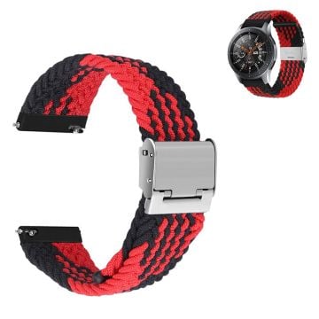 22mm Universal elastic nylon watch strap - Black / Red Stripe