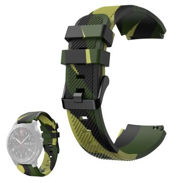 22 mm Universal twill wave camouflage klockarmband i silikon - Militärgrön