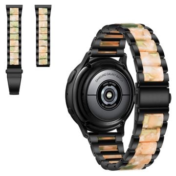 22mm Universal jazzy three bead resin stainless steel watch strap - Black / Pink Green