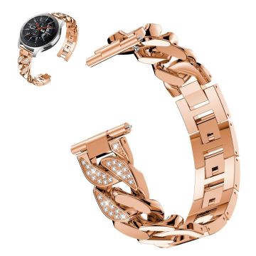 22mm Universal rhinestone adorned stainless steel watch strap - Rose Gold