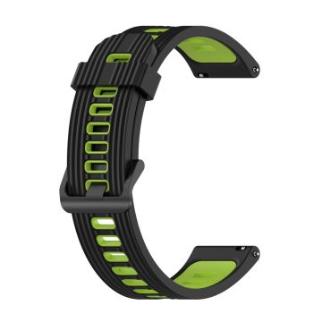 22 mm universalarmband i tvåfärgad silikon - Svart / Lime