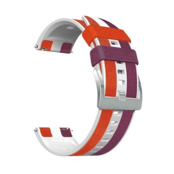 22 mm universal klockarmband i silikon med trefärgad design - Lila / Vit / Röd