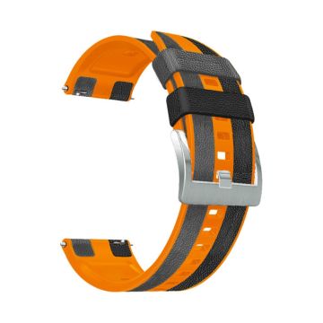 22 mm universal klockarmband i silikon med trefärgad design - Svart / Orange / Grå