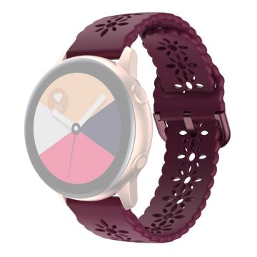 20mm Universal plum blossom silicone watch strap - Wine Red