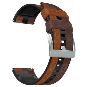 22mm Universal color splicing silicone watch strap - Brown / Black