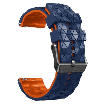 22mm Universal icosahedron style silicone watch strap - Dark Blue / Orange