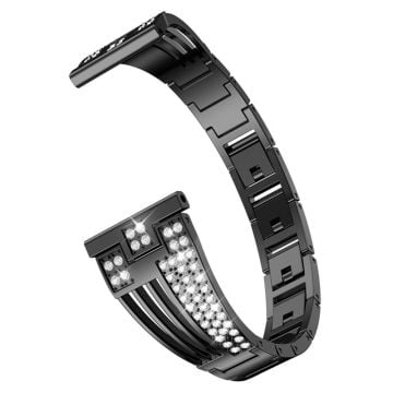 22mm Universal rhinestone decor watch strap - Black