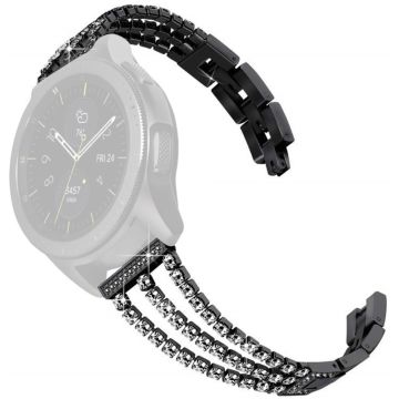 22mm Universal rhinestone decor watch strap - Black