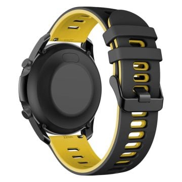 22mm Universal dual color silicone watch strap - Black / Yellow