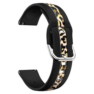 20mm Universal fadeless pattern silicone watch strap - Black Leopard Print