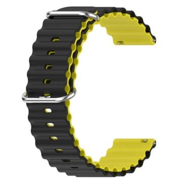 20mm Universal dual color silicone watch strap - Black / Yellow