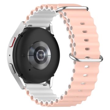 22 mm universellt dubbelfärgat klockarmband i silikon - Rosa / Vit