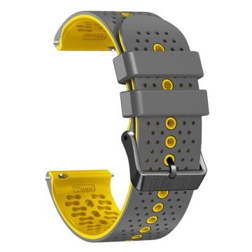 22mm Universal dual color silicone watch strap - Grey / Yellow